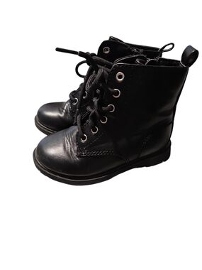 Kids Black Lace-Up Combat Boots Wonder Nation Size 8 C Toddler